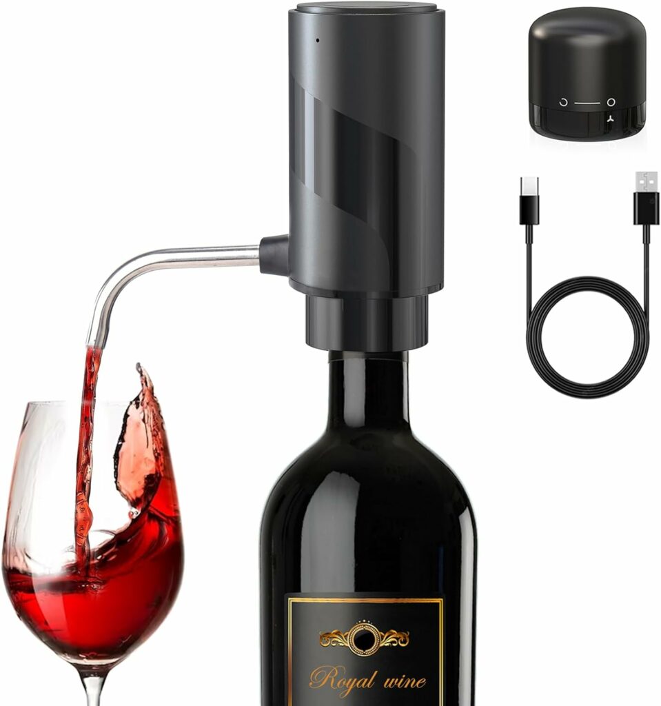 Aeratore e versatore elettrico per vino, Decanter per vino automatici intelligenti, Distributore di vino ricaricabile con cavo USB, I migliori regali per il vino