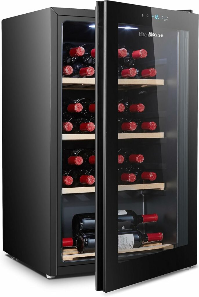 Hisense RW30D4AJ0 - Cantina Vino 32 Bottiglie, Capacità 110 L, 39 Decibel, Nero, 49 x 48.9 x 84.4 cm