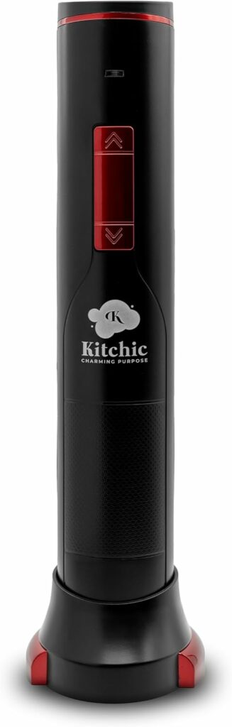 KITCHIC Cavatappi Elettrico per Vino: Apri fino a 180 bottiglie con una sola ricarica - Design raffinato - Cavo USB incluso - Potenza del motorino superiore