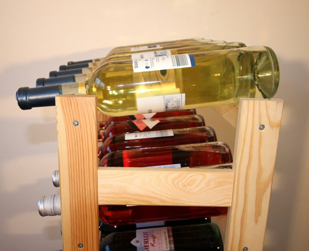 Modo24 - Cantinetta per vini, in legno non trattato, per 20 bottiglie, 43,5 x 25 x 70 cm