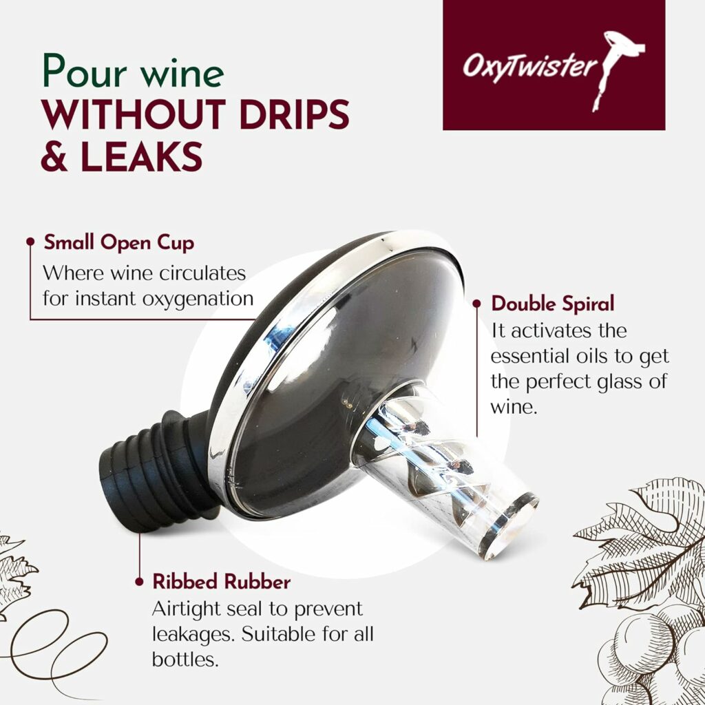 OxyTwister - Attacco per Bottiglia aeratore per Vino per Un Migliore Gusto